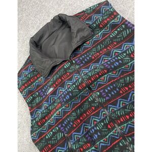 Vtg. 90's Columbia Aztec Vest Men's XL Reversible Black Teal Multicolor Full Zip